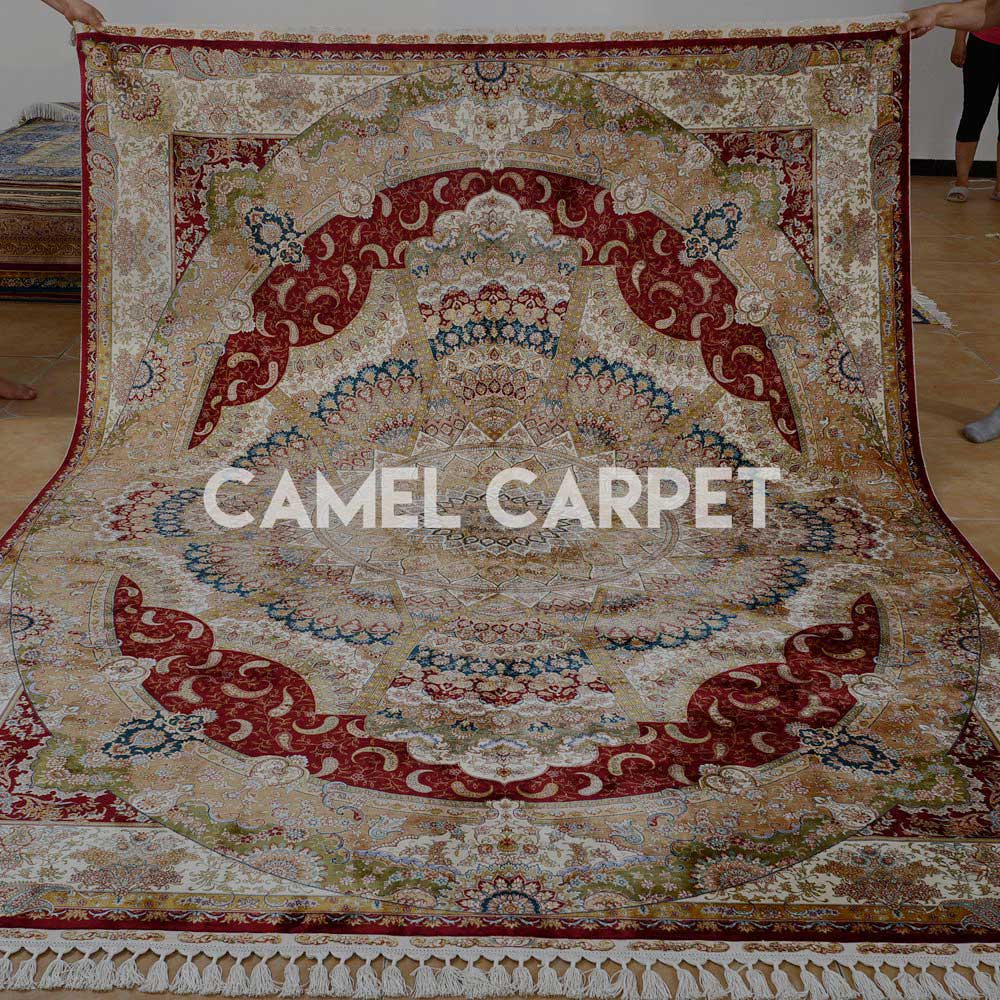 Hand-knotted Classic Turkish Beige and Red Rugs.jpg